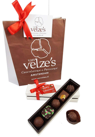Kerst Bonbons 2021, Kerstpakketten, chocolade, truffels bonbons, amsterdam, Van Velze's Kerst Assortiment